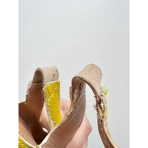CAMPER Yellow Pebbled Leather Slingback Peep Toe Wedge Sandals, Size 35 - Picture 11 of 16